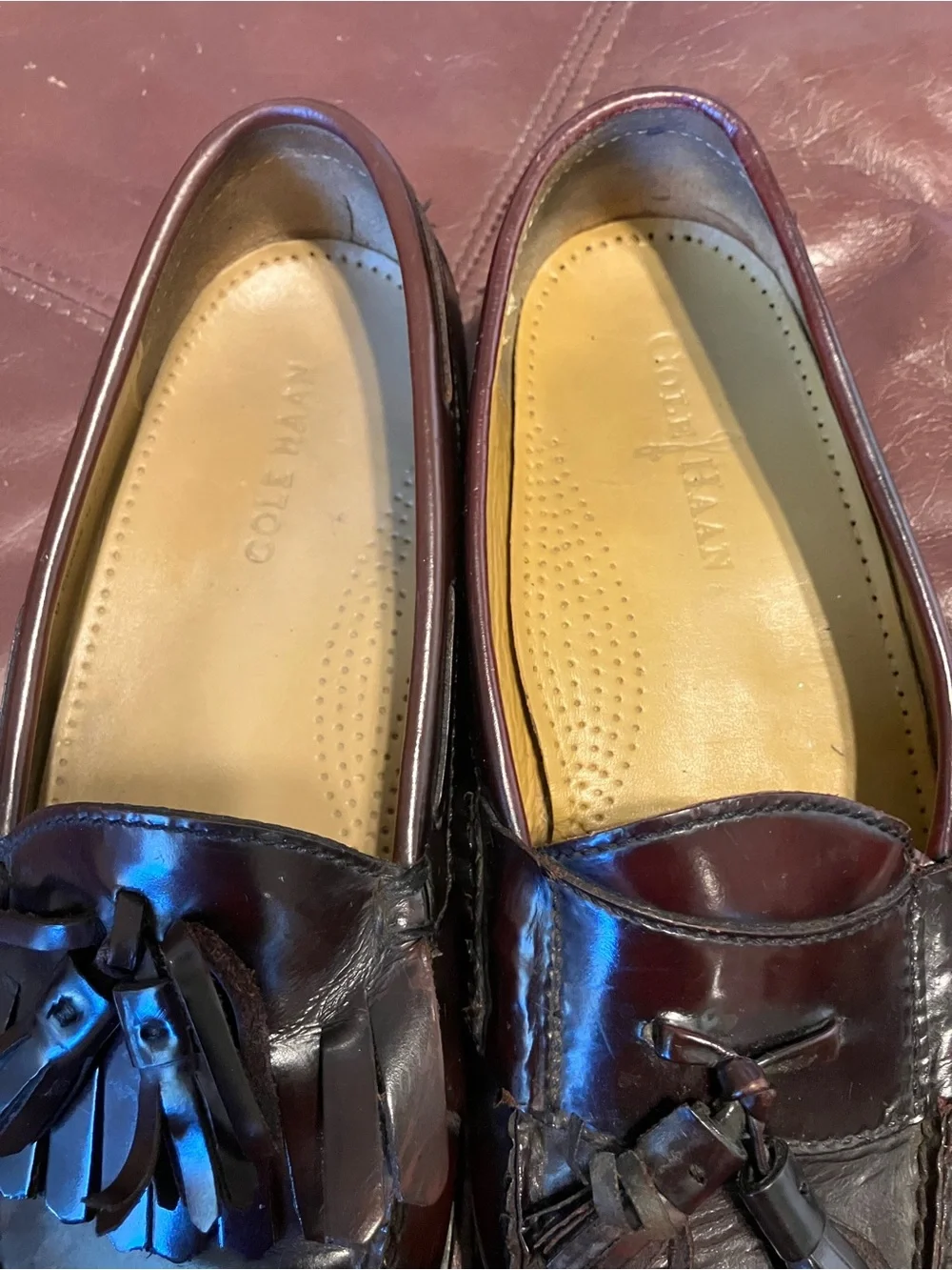Cole Haan Men’s 9D Burgundy slip on tassel shoes